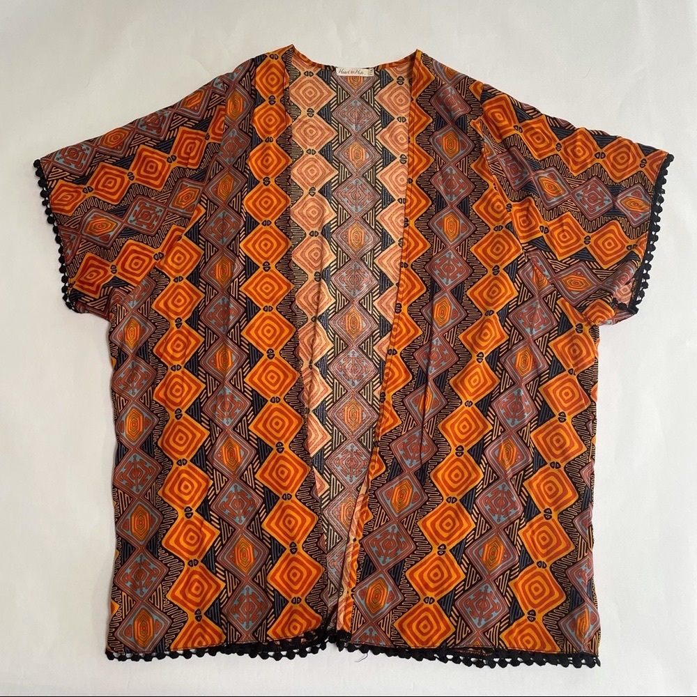 Heart & Hips Open front Pom Pom Kimono Cover Up